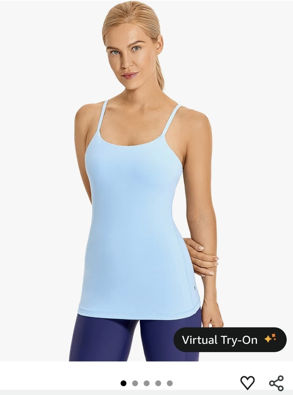 CRZ YOGA Spaghetti Strap Tank Top Built-In Bra